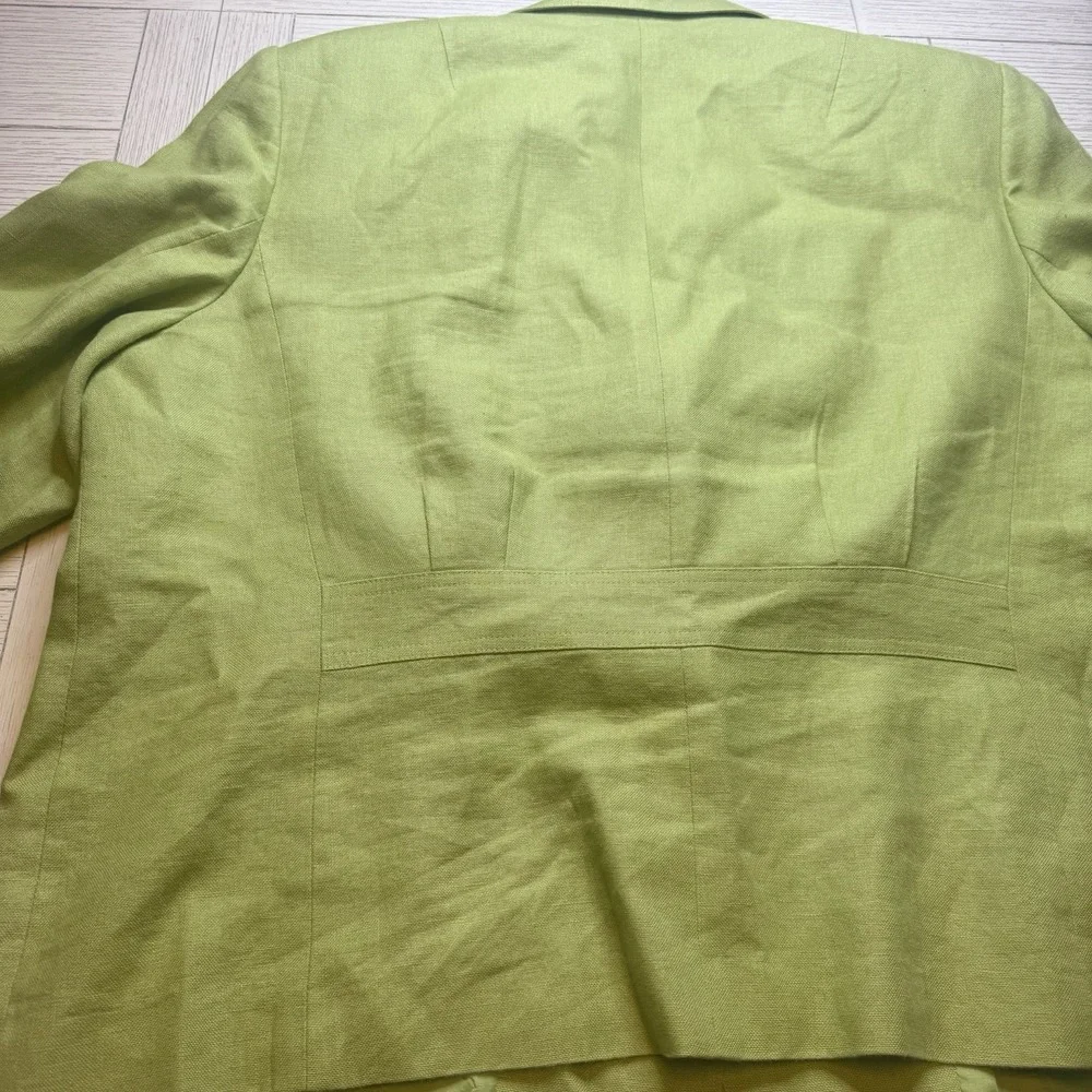 Talbots Lime Green Irish Linen Lined Blazer Women'sButton Front‎ Pockets Sz 18W